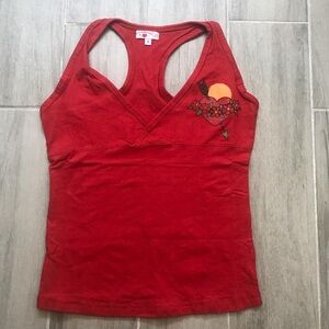 Red Fitted Cut Out Sleeveless Tank Top